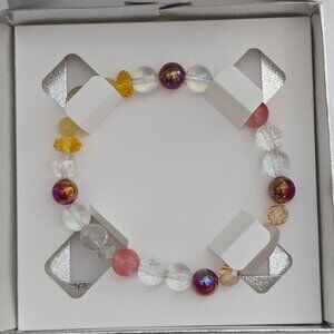 Lucky Shop Made in Japan Bracelet 7.5" Healing Meditation Yellow Calcite Beads